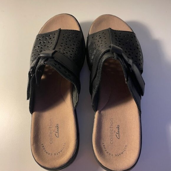 Clarks Utimate Comfort collection black leather Sandals Size 7 New - Picture 5 of 5